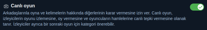 Ayar: canlı oyun