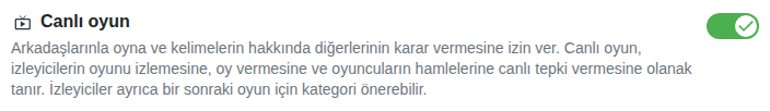 Ayar: canlı oyun
