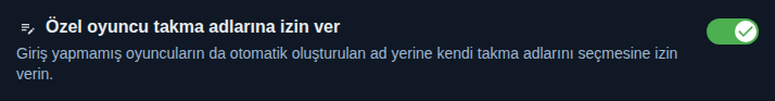 Ayar: kendi takma adların