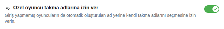 Ayar: kendi takma adların