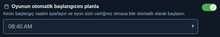Ayar: sabit oyun başlangıcı